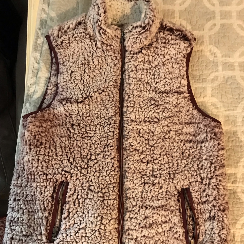Burgundy Sherpa vest